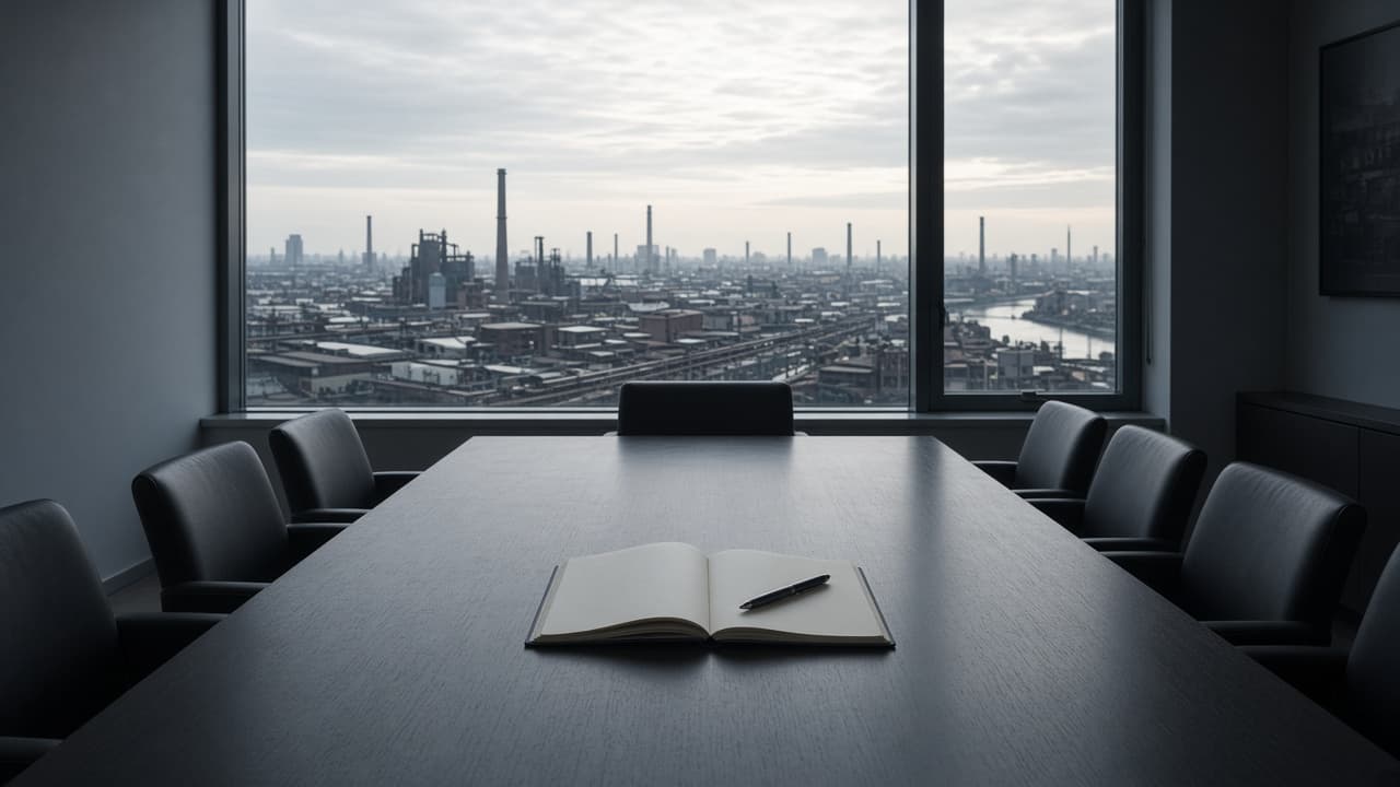 Empty boardroom before a hard decision
