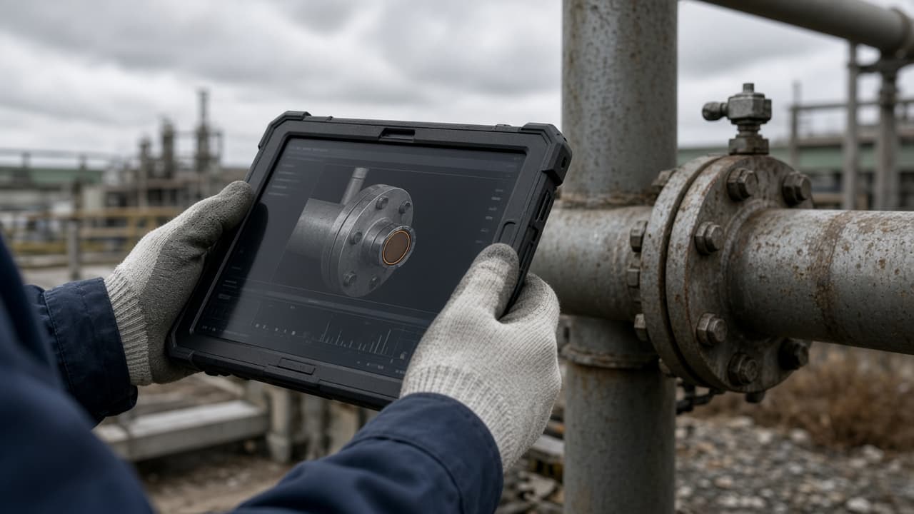 Field technician capturing a live equipment reading